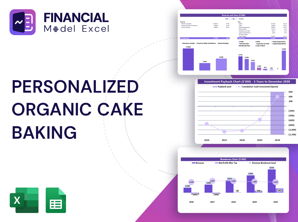 Personalized Organic Cake Baking Financial Model