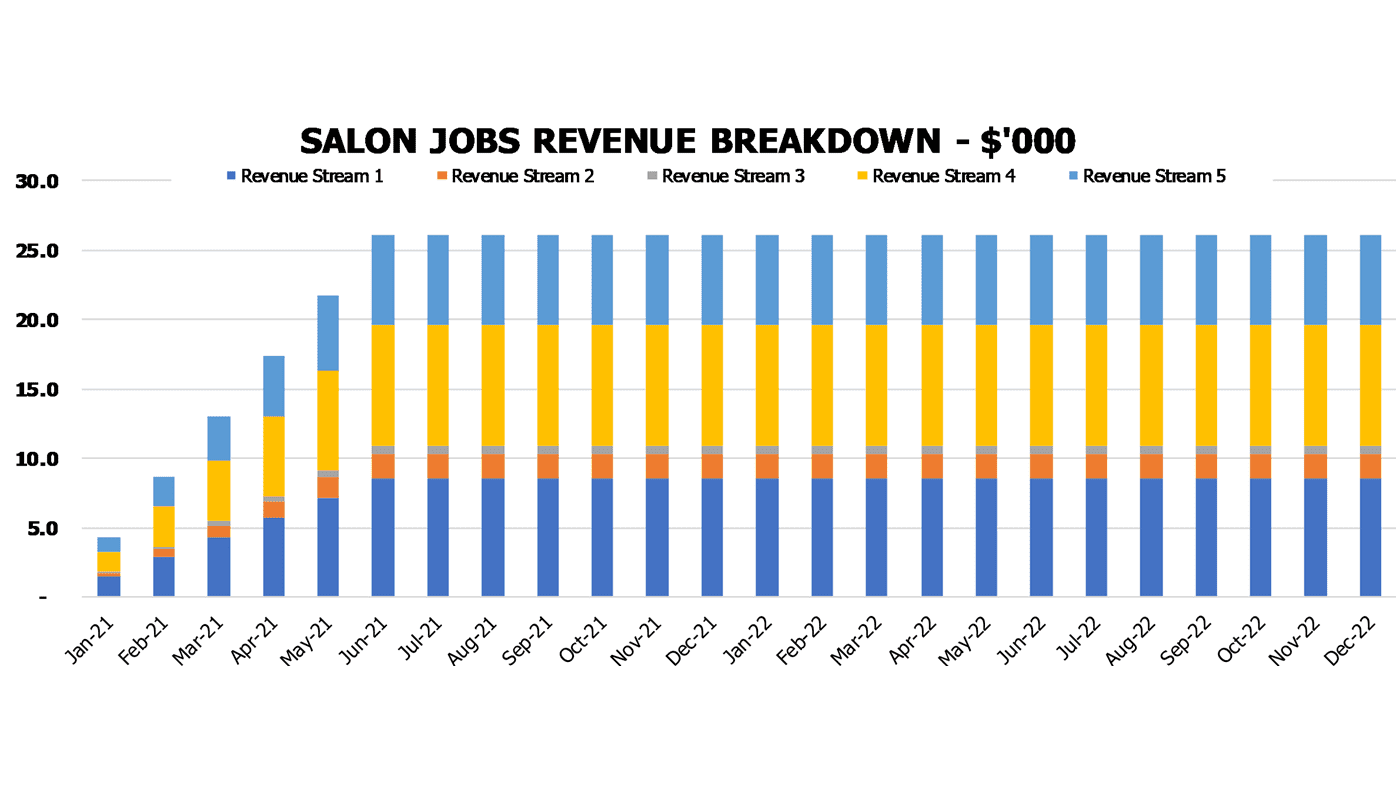 Sauna Financial Projection Excel Template Financial Charts Salon Jobs Revenue Breakdown