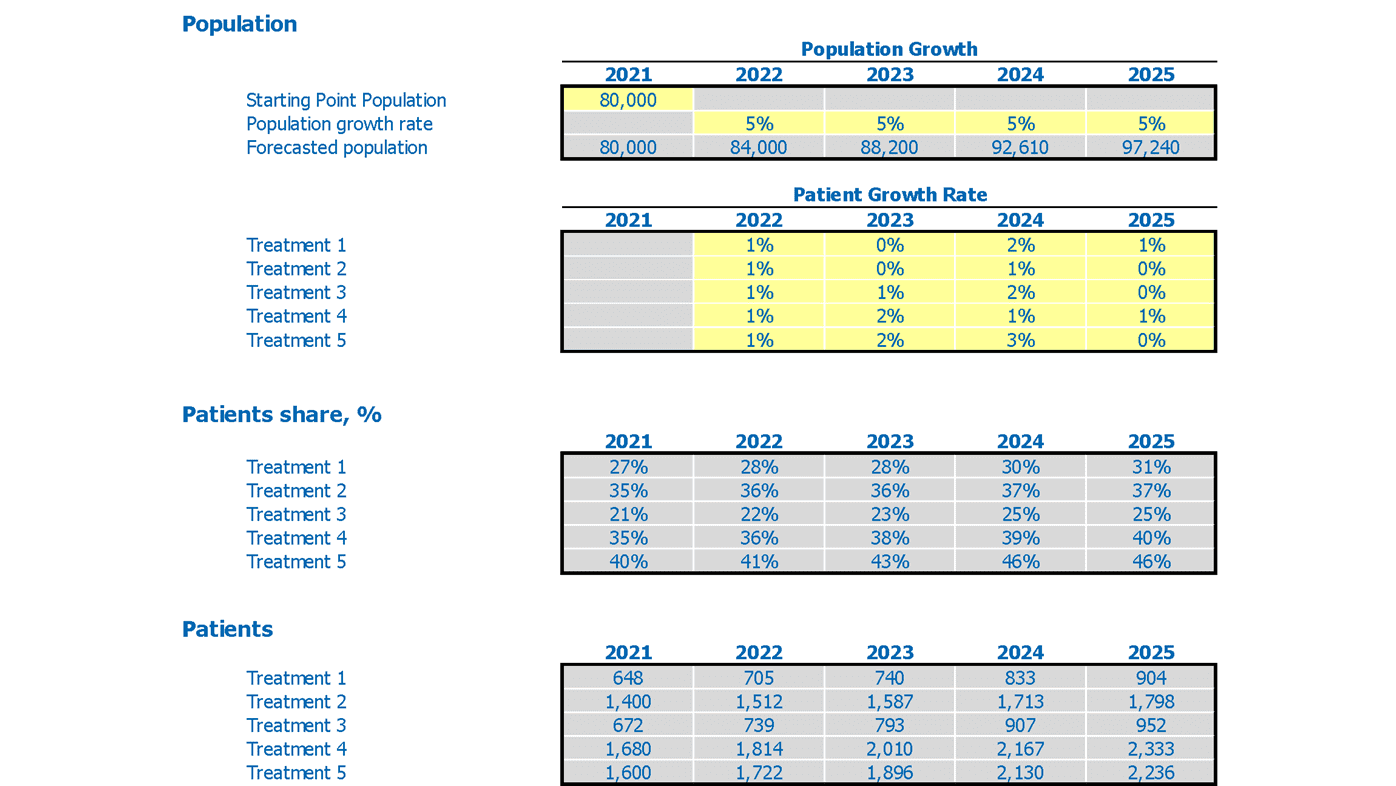 Birth Center Financial Projection Excel Template Population Growth Inputs