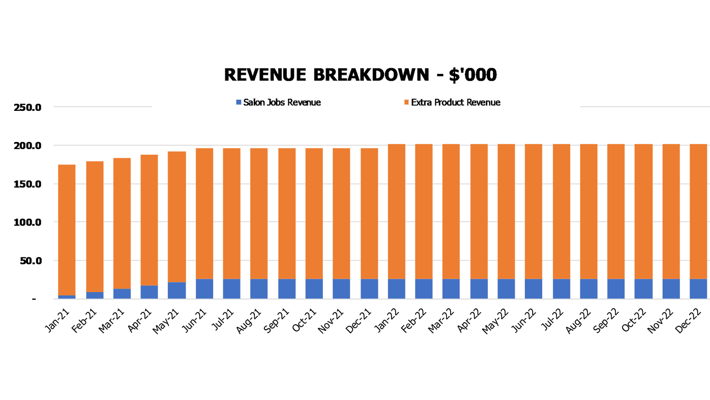 Aromatherapy Salon Cash Flow Projection Excel Template Financial Charts Revenue Breakdown